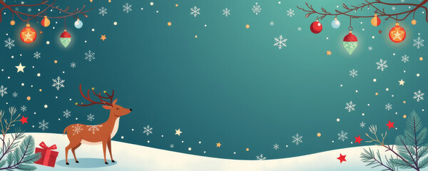 Fototapeta premium Festive Christmas themed illustration featuring reindeer