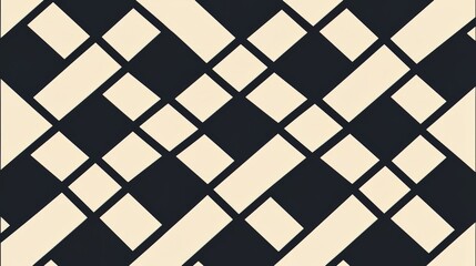 Black and white patterned design with white squares. The squares are arranged in a way that creates a sense of movement and depth. The design is simple yet elegant