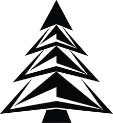 Obraz premium Christmas tree silhouette, holiday tree icon, festive pine vector, seasonal celebration graphic, black winter design 