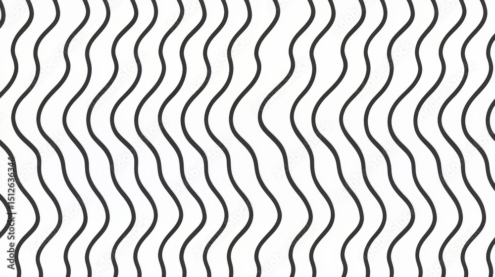 Fototapete black and white striped pattern with a wavy line. the pattern is very simple and clean