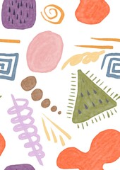 Abstract seamless pattern hand drawn painted figures.