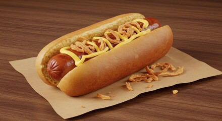 Gourmet Hot Dog on Craft Paper