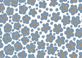 Hand drawn seamless pattern with flowers and stains.