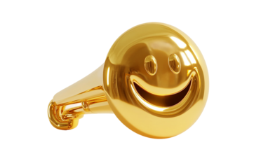 Trumpet emoji with shiny brass surface in a vibrant musical concept isolated on transparent background PNG