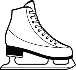 Ice skate silhouette, winter sports shoe, skating boot icon, black vector illustration, cold season activity graphic
