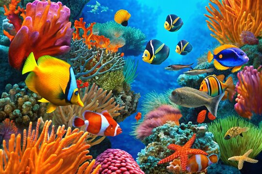 underwater vibrant colorful fish high resolution image,aquarium image