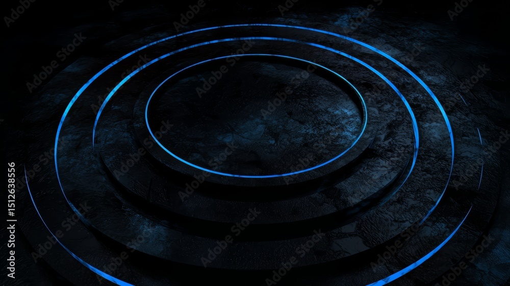 Poster blue circle with a dark background. the circle is surrounded by a dark area