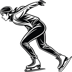 Ice skate silhouette, winter sports shoe, skating boot icon, black vector illustration, cold season activity graphic
