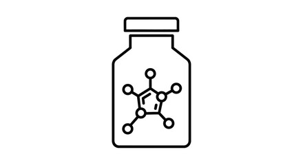 Obraz premium Chemical bottle icon with molecular structure in vector style 