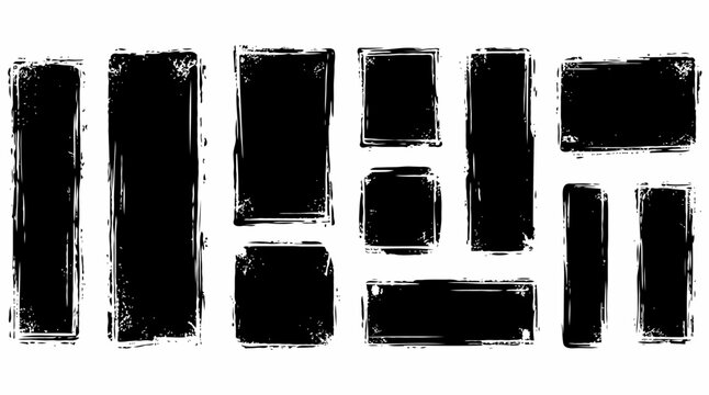 Brush frame rough rectangle and square shape set vector illustration