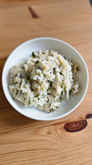 Homemade Turkish food rice pilav or pilaf with artichoke