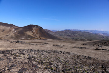Breathtaking landscape of Snæfellsjökull in Iceland showcases rugged volcanic terrain under a...