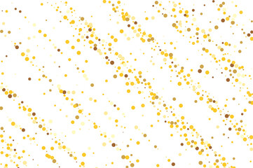 Abstract vector illustration featuring scattered yellow and brown dots, confetti on a white background. The composition includes random patterns and varying sizes, creating a dynamic visual effect.