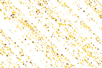 Abstract vector illustration featuring scattered yellow and brown dots, confetti on a white background. The composition includes random patterns and varying sizes, creating a dynamic visual effect.