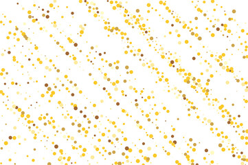 Abstract vector illustration featuring scattered yellow and brown dots, confetti on a white background. The composition includes random patterns and varying sizes, creating a dynamic visual effect.