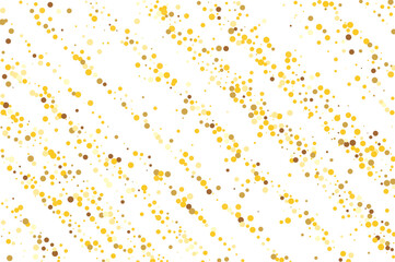 Abstract vector illustration featuring scattered yellow and brown dots, confetti on a white background. The composition includes random patterns and varying sizes, creating a dynamic visual effect.