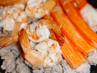 Shrimps and crab sticks