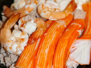 Shrimps and crab sticks