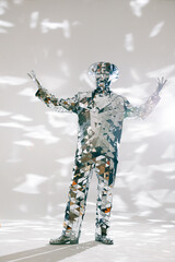 Mirror dancer performing in sparkling costume