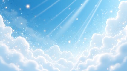 Obraz premium Heavenly Rays A Serene Illustration of Sunbeams Piercing Through Clouds