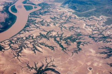 looking down on low tidal river patterns