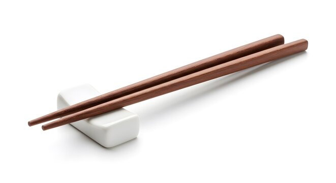 Wooden Chopsticks on Ceramic Holder – Minimalist Asian Dining Accessory - Powered by Adobe