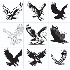 set of vector of eagle wings