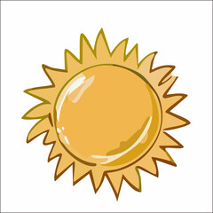Watercolor Handdrawn Yellow Sun with Rays Graphic Weather Element Clipart