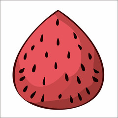 Flat Cartoon Watermelon Slice with Seeds Fresh Healthy Food Illustration