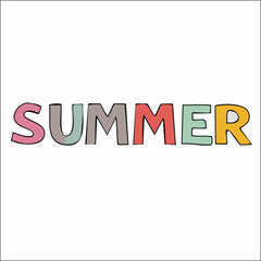 Handdrawn Fun Colorful Summer Text Typography Graphic Design Element