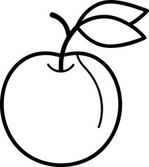 Minimalist Black and White Sketch of Burdekin Plum Fruit with Leaf and Stem