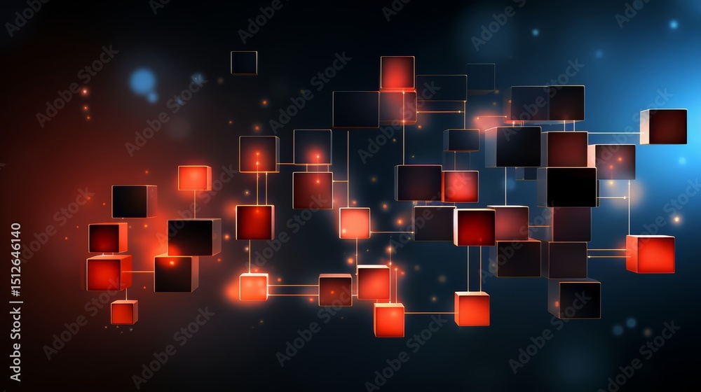 Fototapete Colorful image of blocks with red and black colors. The blocks are arranged in a way that they form a network of lines. The image has a vibrant and dynamic feel to it