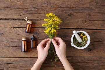 young woman with herb