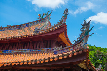 Roof details of Tianwang Hall of Kaiyuan Temple. This Temple is a Buddhist temple built in 686 on West Street (Xijie) in historic Licheng district in Quanzhou City, Fujian, China. This temple is Quanz