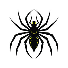 Spider Silhouette vector illustration. Black Widow spider in vector isolated on White. Single Spider Icon or Logo. Good as a design element to Halloween Holidays. spider vector set.