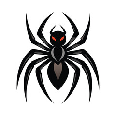 Spider Silhouette vector illustration. Black Widow spider in vector isolated on White. Single Spider Icon or Logo. Good as a design element to Halloween Holidays. spider vector set.