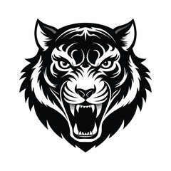 Tiger head  Silhouette  vector logo illustration. Tiger head art silhouette vector illustrations icon, logo design set .