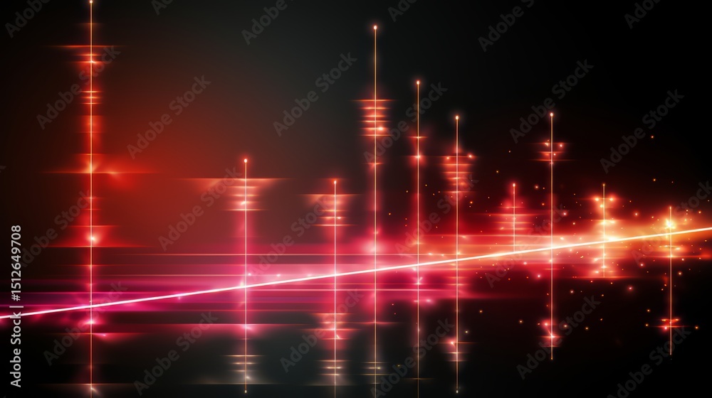 Poster Colorful, abstract image with red and orange lines and dots. The image has a vibrant and energetic feel to it, with the red and orange colors creating a sense of movement and excitement