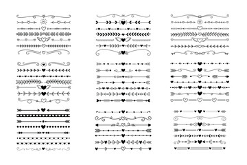 Fototapeta premium Romantic Heart and Arrow Decorative Dividers