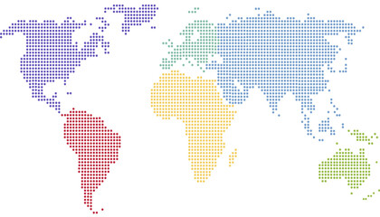 Dotted color world map vector