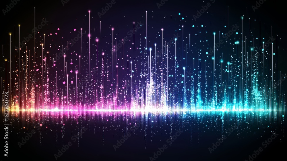 Poster Colorful, multi-colored line of lights that are all different colors. The lights are arranged in a way that they are all pointing in different directions