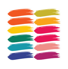 Obraz premium Big collection of paint. Black colorful brushes set. paint, ink brush, brush strokes, brushes, lines, frames, box, grungy. Grungy brushes collection. Brush stroke paint boxes on white background.