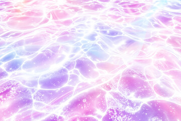 Abstract background with sparkling blue, purple, pink light on water surface or crystal texture. Shimmering reflections, modern art design, glowing magic.