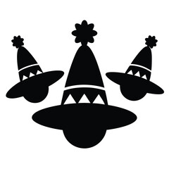 Party Elements Silhouette with Balloons and Hats