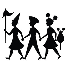  Crowd Walking in Festival Silhouette