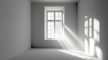 Light from a window on a white wall isolated