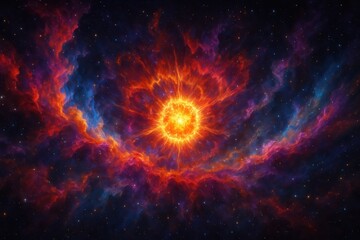 Obraz premium Cosmic Explosion A Vibrant Supernova Remnant Painting the Interstellar Medium with Colorful Gas Clouds