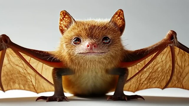Charming Bat Close-Up: A Detailed Look at Wildlife on Isolated Background