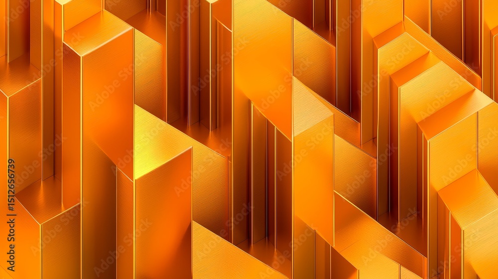 Poster Gold colored image of a building with many triangles. The image is abstract and has a modern feel to it