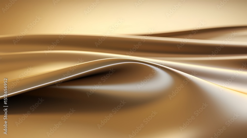 Poster gold fabric with a wave pattern. the fabric is very shiny and looks like it is made of silk